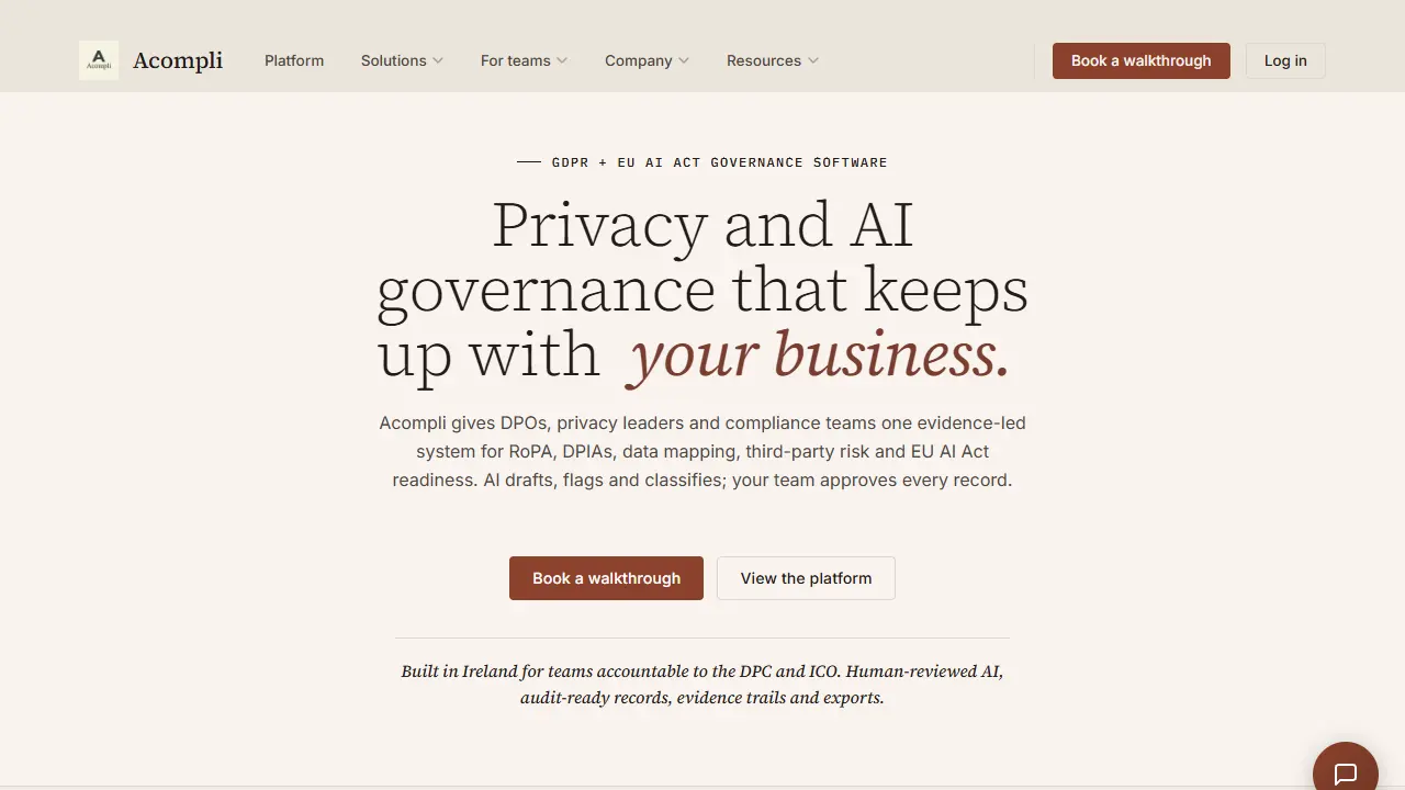 Acompli homepage snapshot