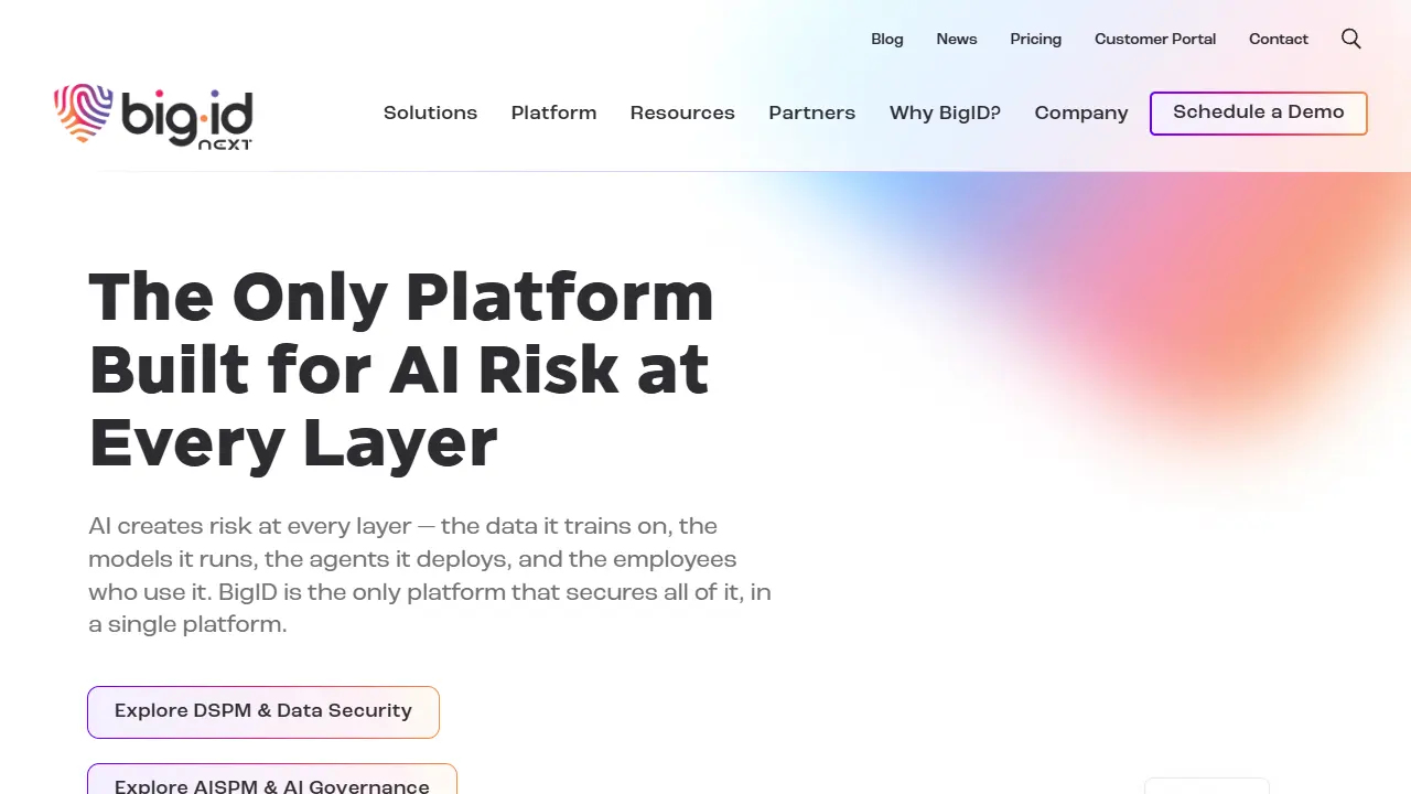 BigID homepage snapshot