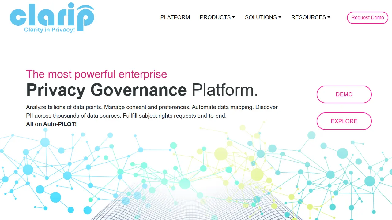 Clarip homepage snapshot