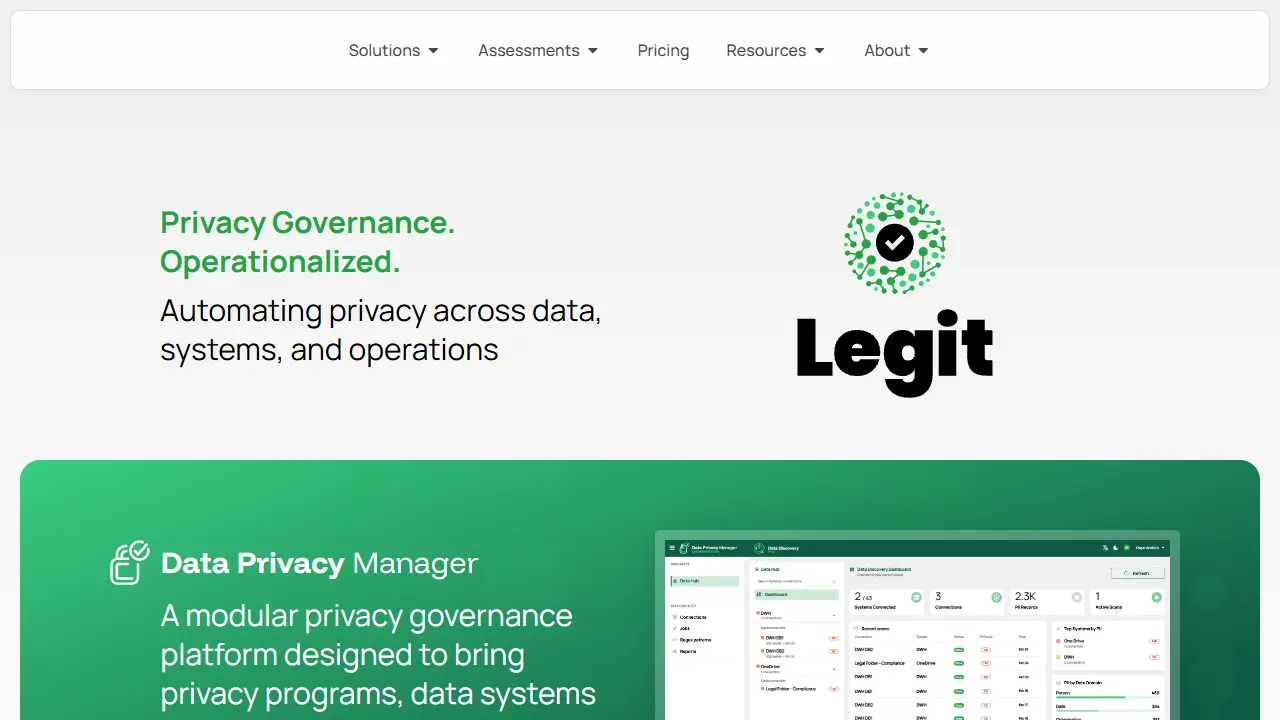 Data Privacy Manager homepage snapshot