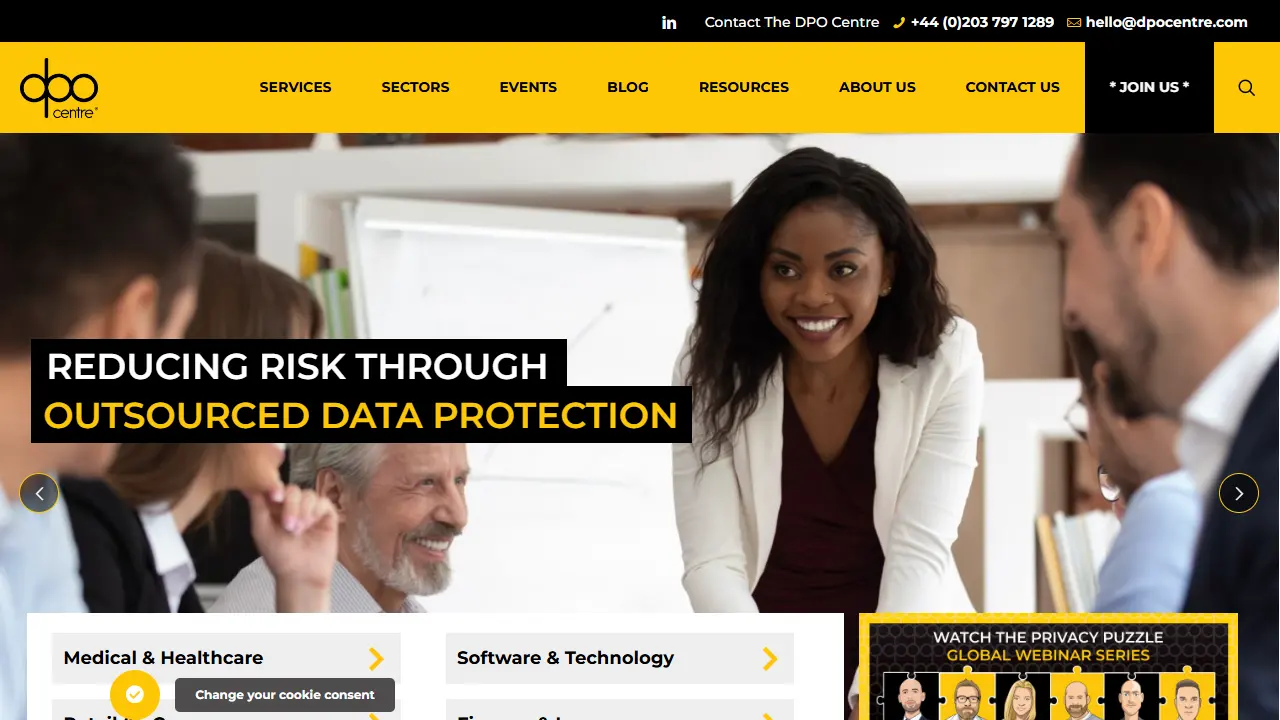 The DPO Centre homepage snapshot