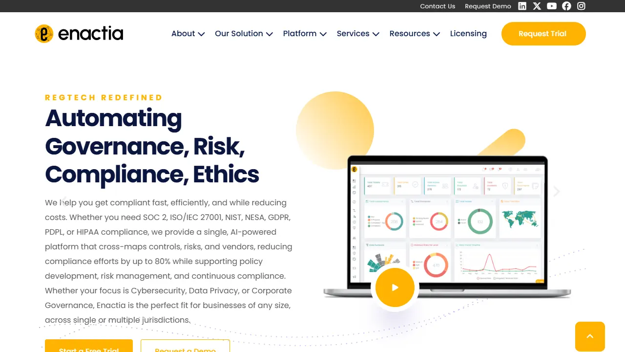 Enactia homepage snapshot