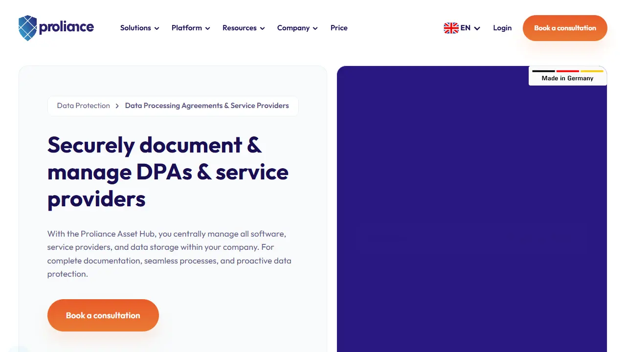 Proliance homepage snapshot