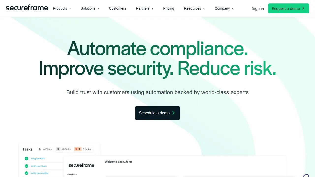 Secureframe homepage snapshot
