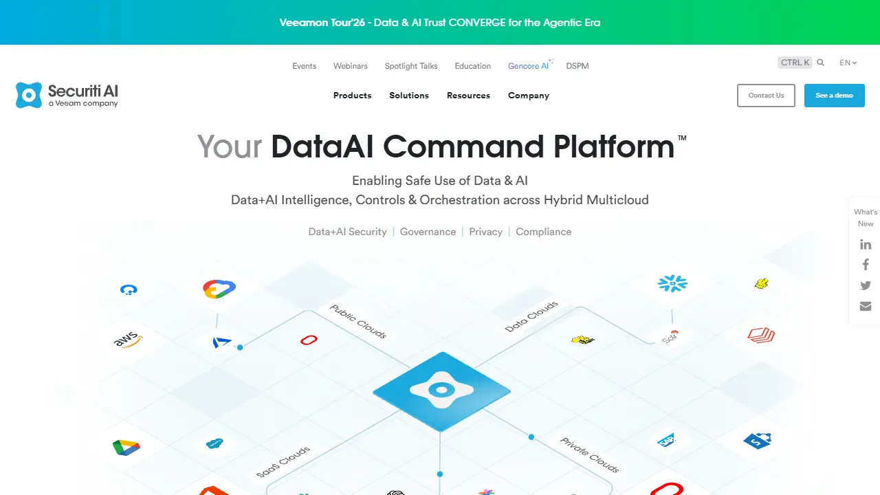Securiti homepage snapshot