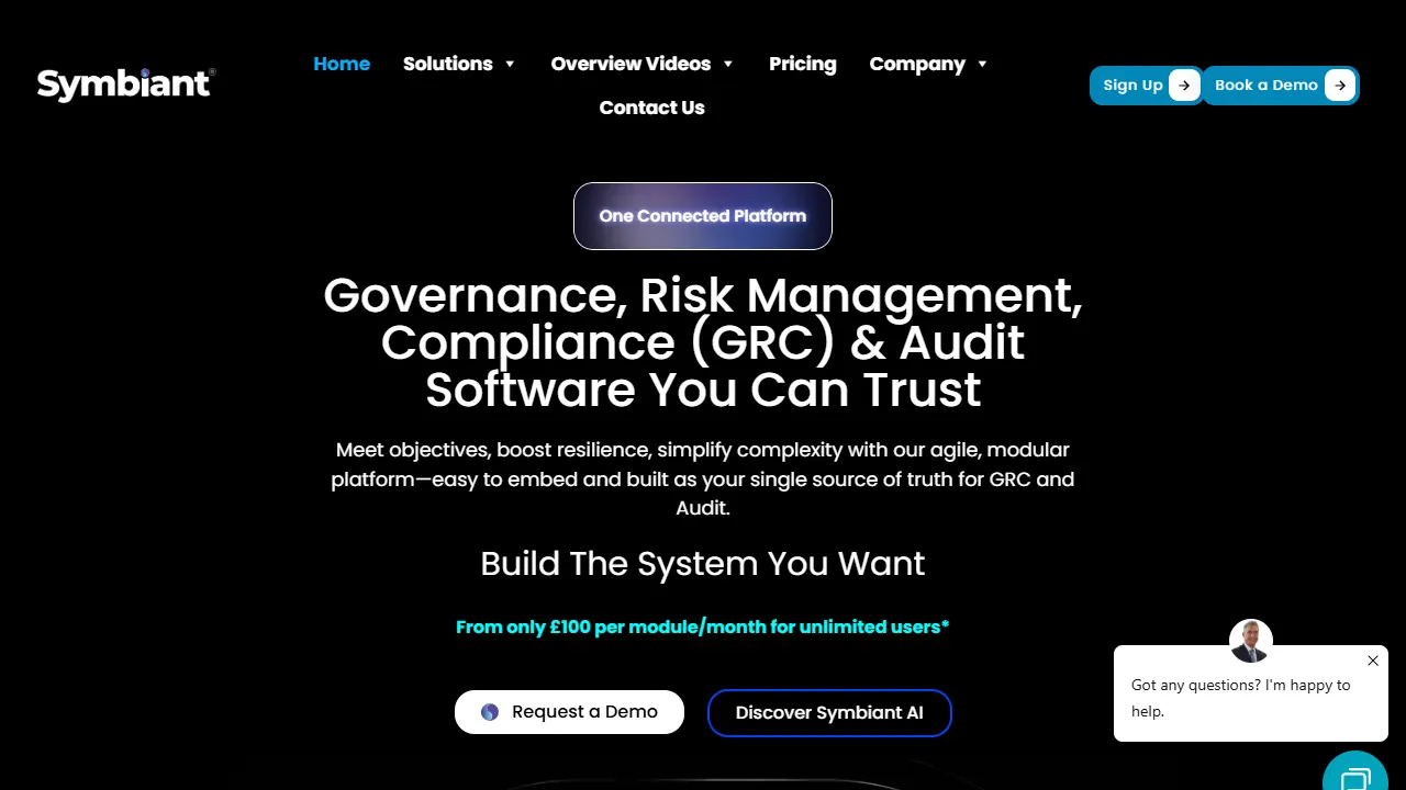 Symbiant homepage snapshot