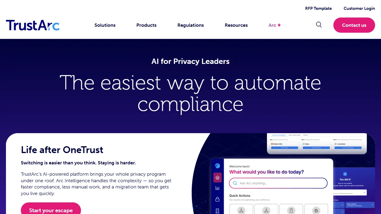 TrustArc homepage snapshot
