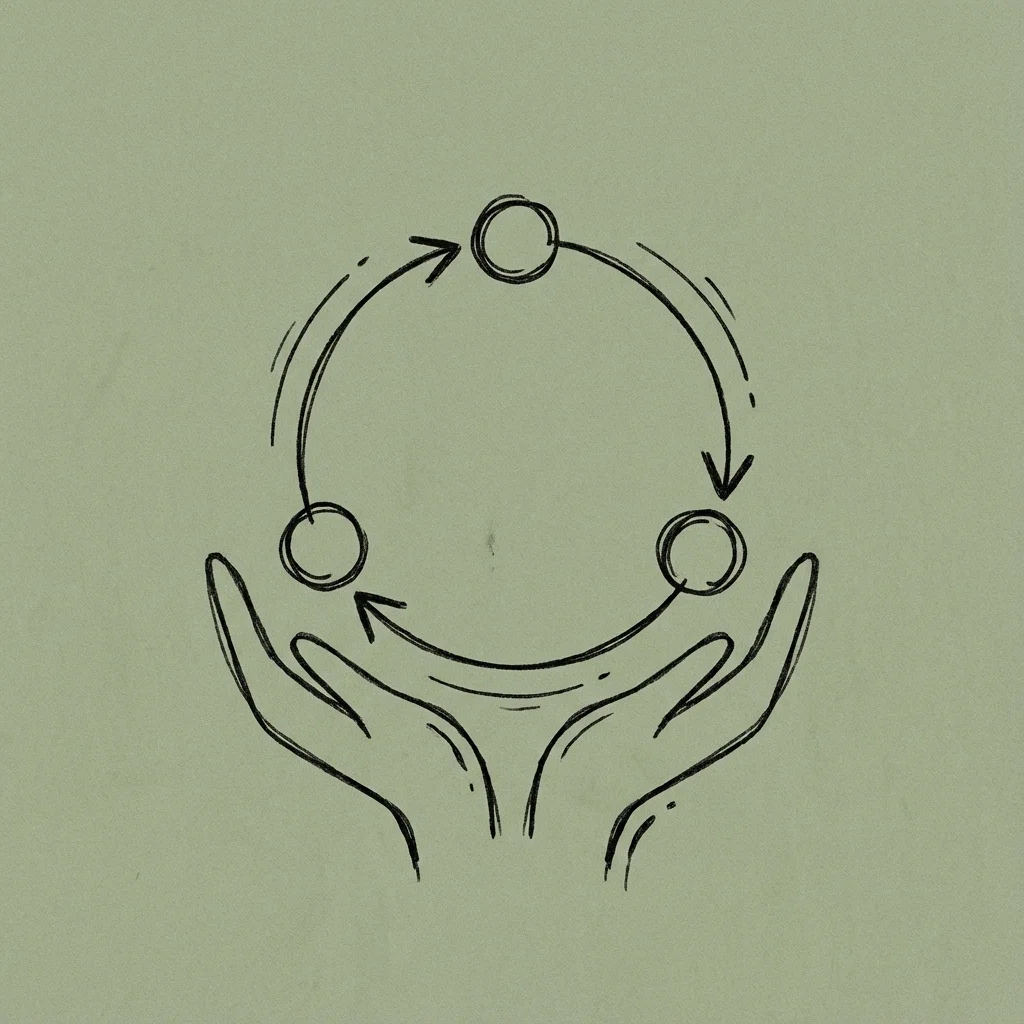 Abstract illustration of interconnected data lifecycle building institutional knowledge